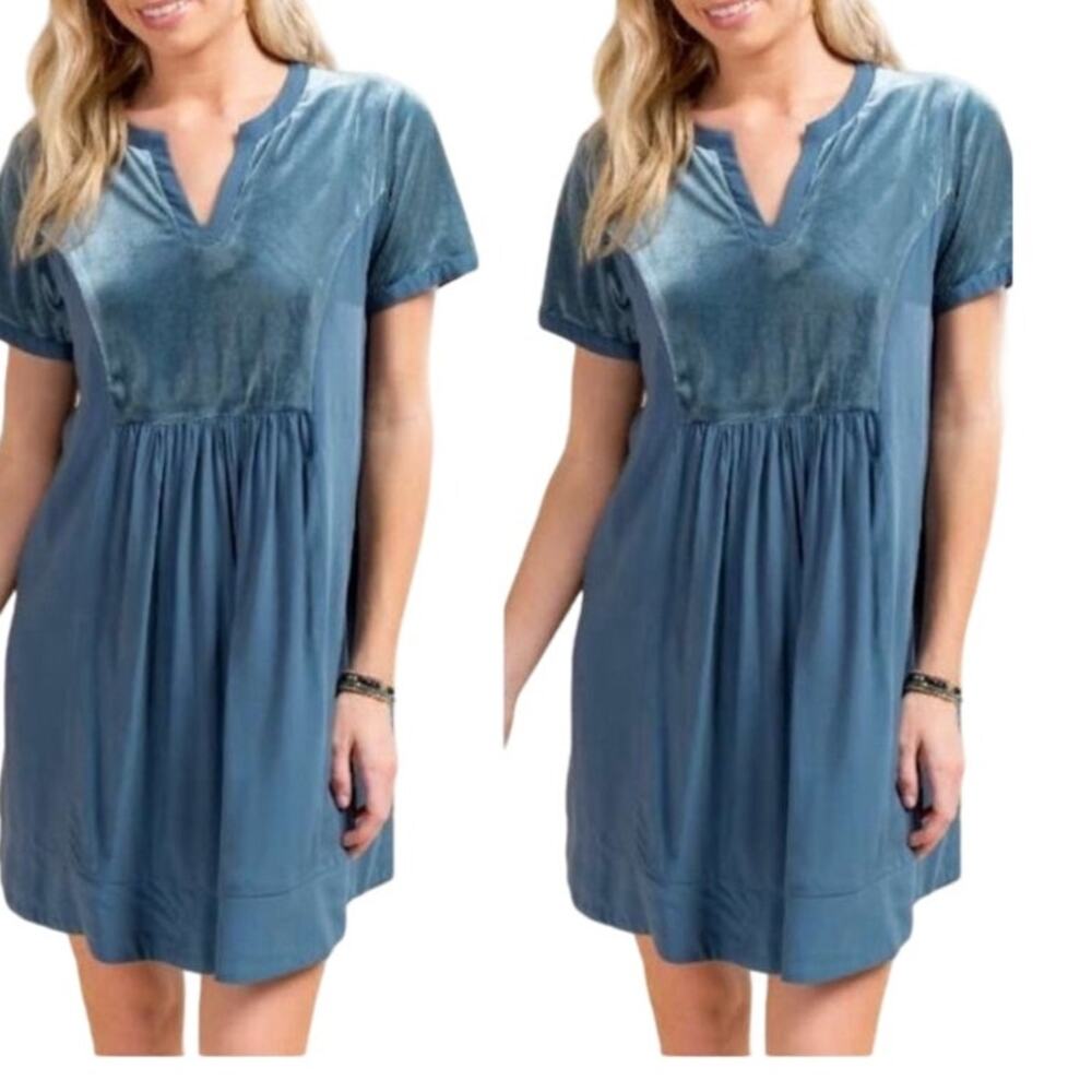 Alya Mini Velvet Insert Dress Teal Size M